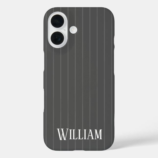 Funda iPhone 16 Rayas grises personalizadas (Reverso )