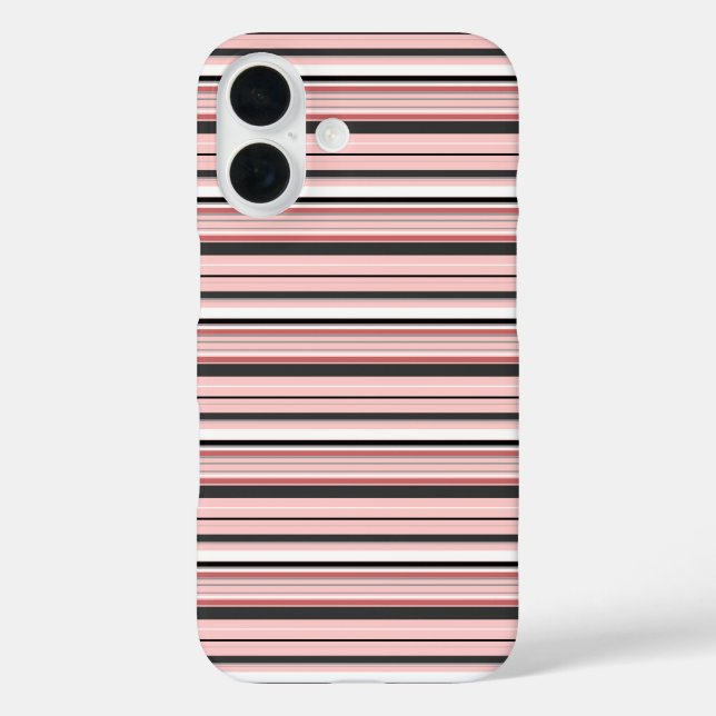 Funda iPhone 16 Rayas grises rosadas lindas (Reverso )