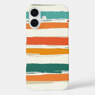 Funda iPhone 16 Rayas horizontales de pincel pintadas abstractas B