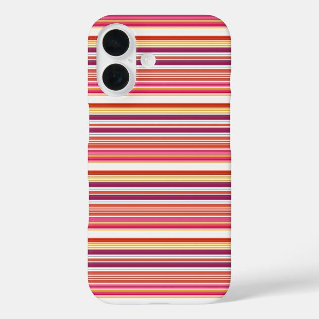 Funda iPhone 16 Rayas marrones rosadas lindas (Reverso )
