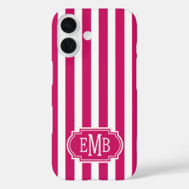 Funda iPhone 16 Rayas Monogramadas de Frutas y Blanco