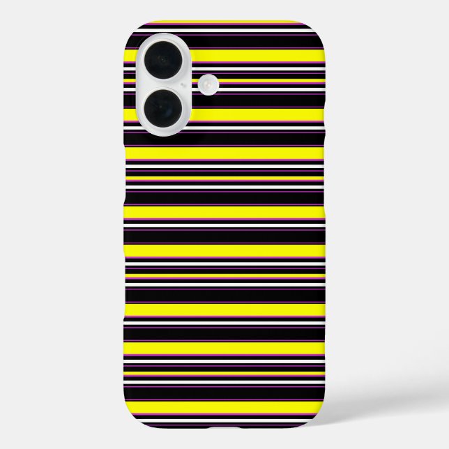 Funda iPhone 16 Rayas negras amarillas lindas (Reverso )