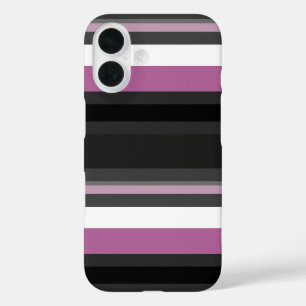 Funda iPhone 16 Rayas negras, grises y blancas