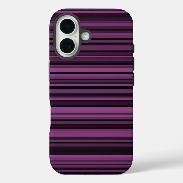 Funda iPhone 16 Rayas Negras Moradas Abstractas (Reverso )