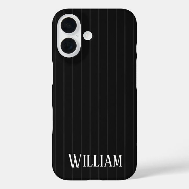 Funda iPhone 16 Rayas negras personalizadas (Reverso )