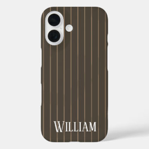 Funda iPhone 16 Rayas personalizadas marrones retro