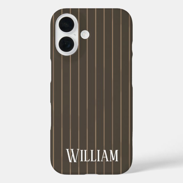 Funda iPhone 16 Rayas personalizadas marrones retro (Reverso )