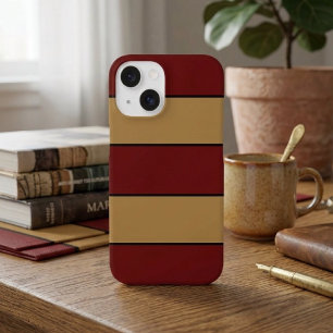 Funda iPhone 16 Rayas rojas y doradas de Navidad clásicas