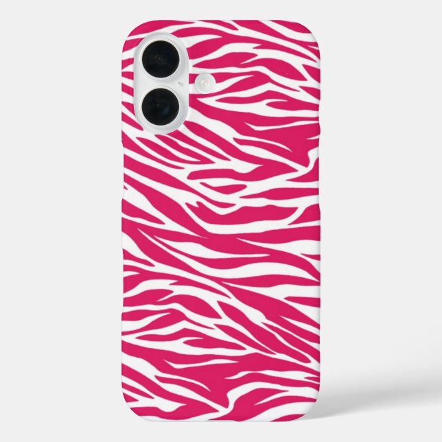 Funda iPhone 16 Rayas rosadas de cebra (Reverso )