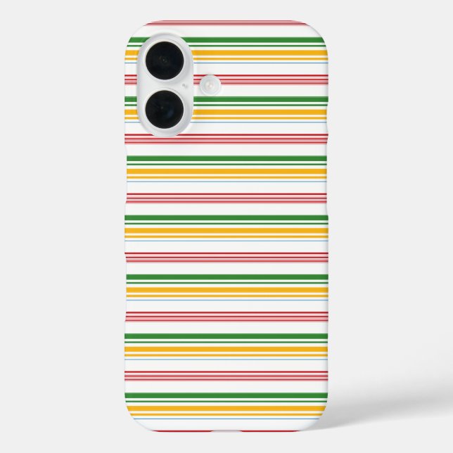 Funda iPhone 16 Rayas verdes amarillas lindas (Reverso )