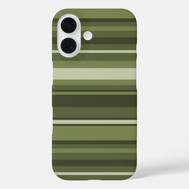 Funda iPhone 16 Rayas verdes de oliva (Reverso )