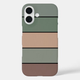 Funda iPhone 16 Rayas Verdes Y Negras Marrones Sobre Papel De Colo