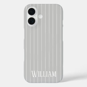Funda iPhone 16 Rayas verticales gris claro personalizadas