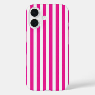 Funda iPhone 16 Rayas verticales minimalistas de color rosa calien