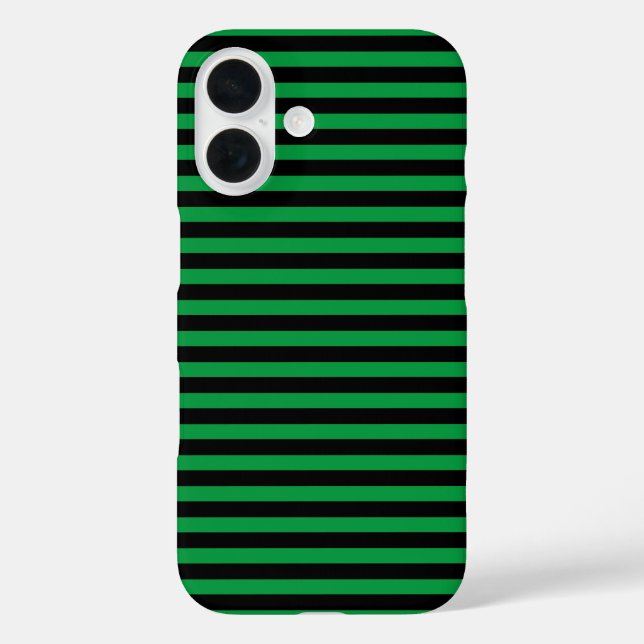 Funda iPhone 16 Rayas verticales verdes y negras (Reverso )
