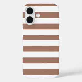 Funda iPhone 16 Rayas verticales vintage Mocha Mousse Blanco