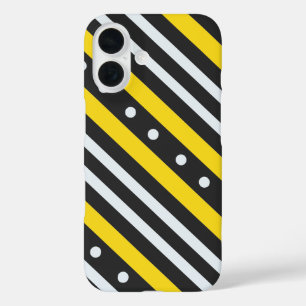 Funda iPhone 16 Rayas y burbujas amarillo negro