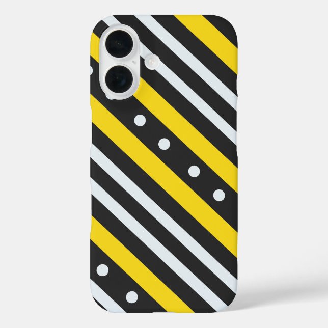 Funda iPhone 16 Rayas y burbujas amarillo negro (Reverso )