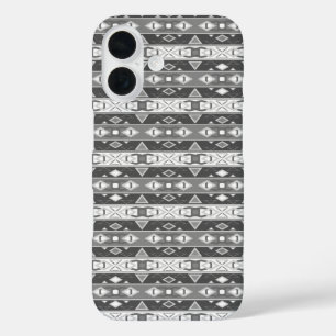 Funda iPhone 16 Rayas y formas geométricas gris blanco