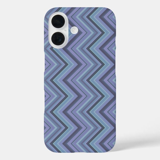 Funda iPhone 16 Rayas zigzag de color azul (Reverso )