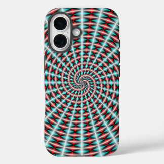 Funda iPhone 16 Rayos y espiral tejida en azul y rojo