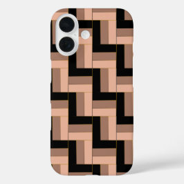 Funda iPhone 16 Rectángulos geométricos de Mocha negra marrón