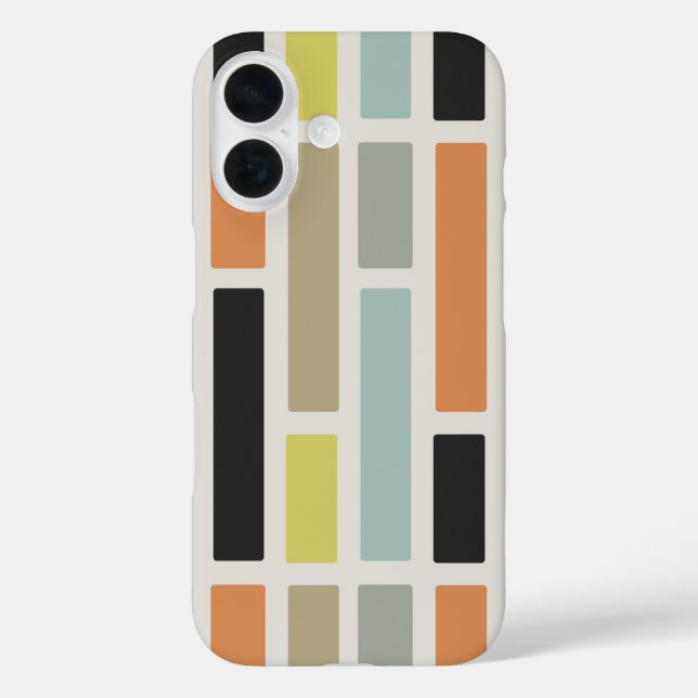 Funda iPhone 16 Rectángulos modernos de mediados del siglo (Reverso )