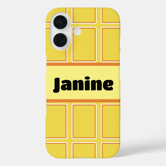Funda iPhone 16 Rectángulos verticales blancos de Naranja brillant (Reverso )