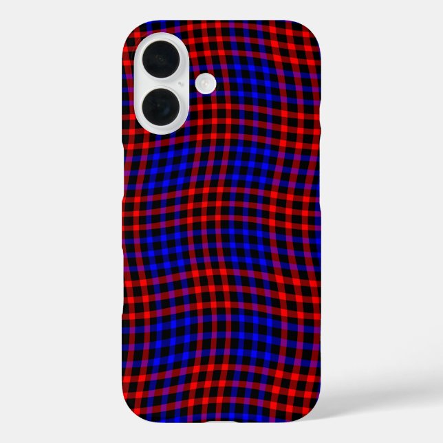 Funda iPhone 16 Red Blue Plaid Checker Seamless Pattern (Reverso )