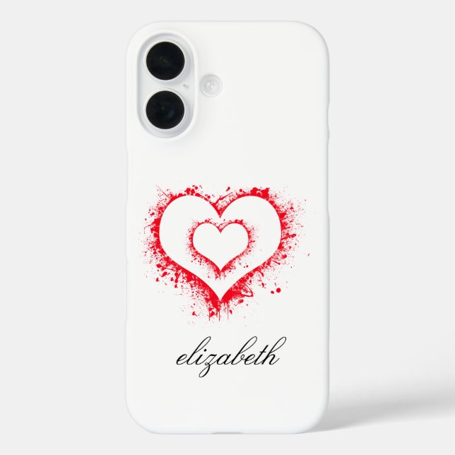 Funda iPhone 16 red heart shape colorful background personalized  (Reverso )