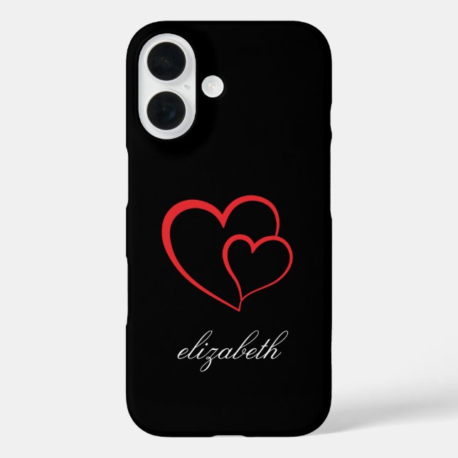 Funda iPhone 16 red heart shape colorful background personalized  (Reverso )