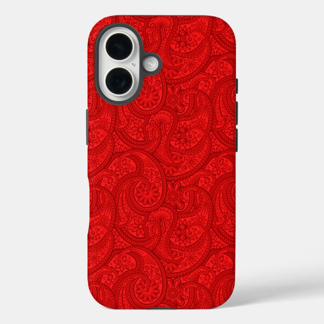 Funda iPhone 16 Red Paisley (Reverso )