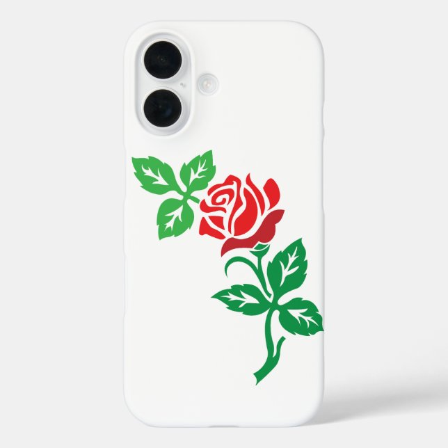 Funda iPhone 16 Red Rose Flower Design – Classic Floral Beauty (Reverso )