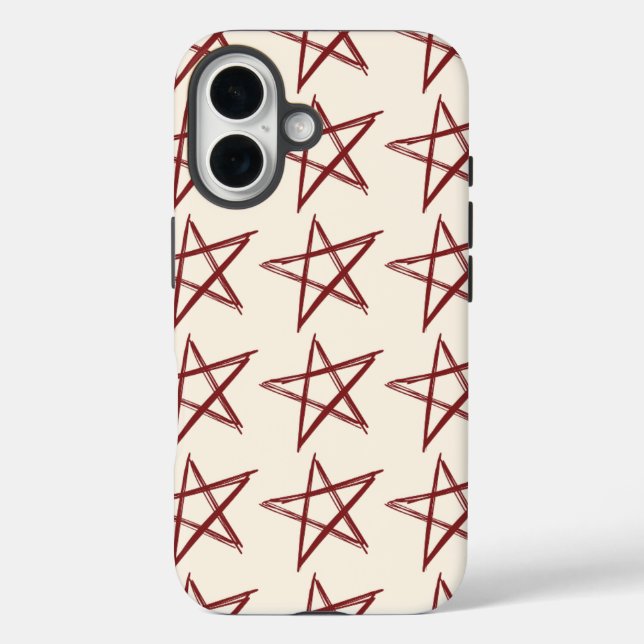 Funda iPhone 16 Red Stars Estética Guay Vintage (Reverso )