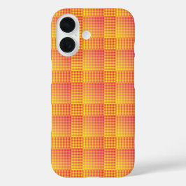 Funda iPhone 16 Red Yellow Checker Abstract Pattern