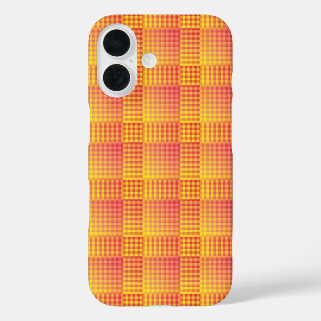 Funda iPhone 16 Red Yellow Checker Abstract Pattern (Reverso )