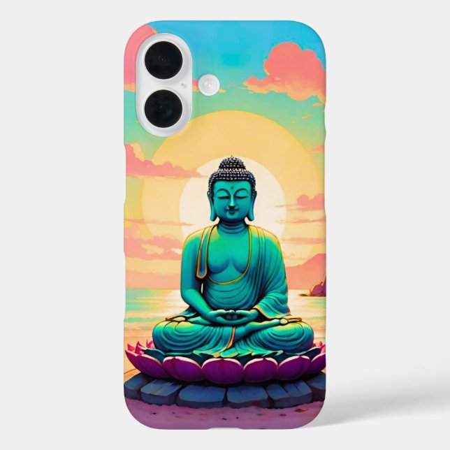 Funda iPhone 16 Reflejo del atardecer de Buda (Reverso )