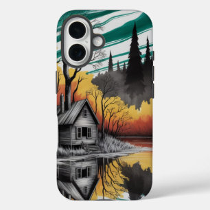 Funda iPhone 16 Reflexión de la cabina del atardecer - Paisaje de