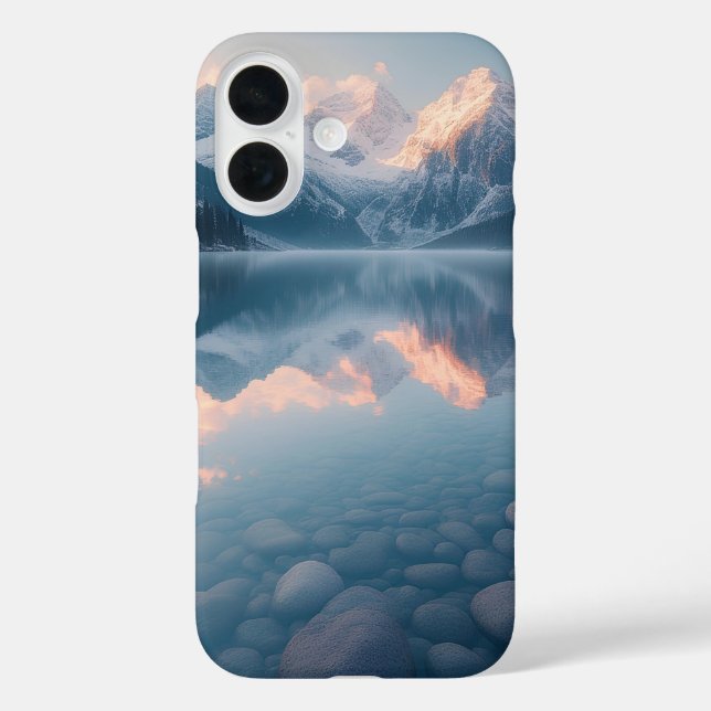 Funda iPhone 16 Reflexión del lago de morrena helada (Reverso )