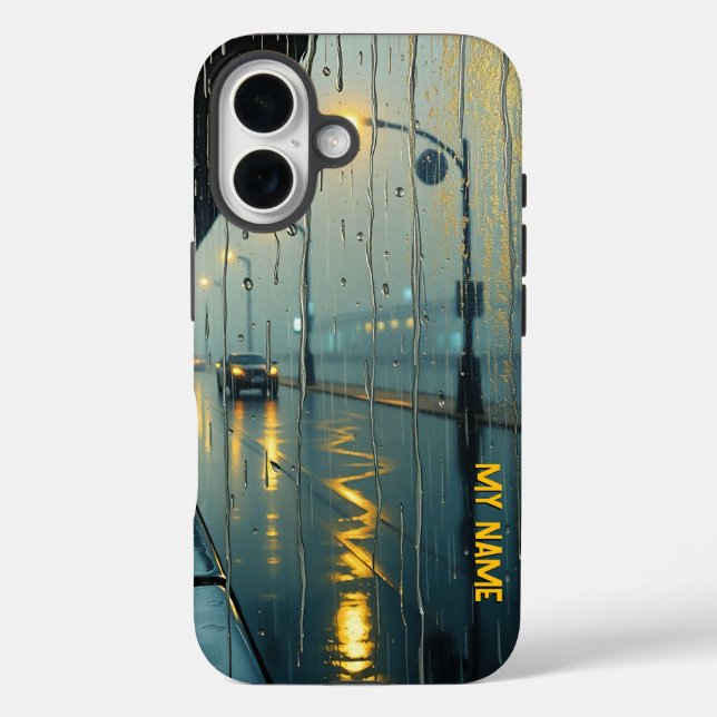 Funda iPhone 16 Reflexiones nocturnas de Rainy City (Reverso )