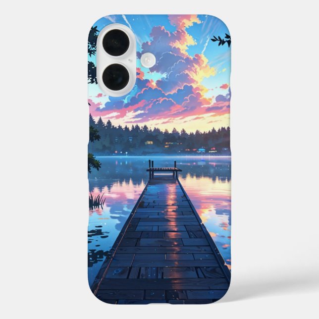 Funda iPhone 16 Reflexiones sobre el lago matutino (Reverso )