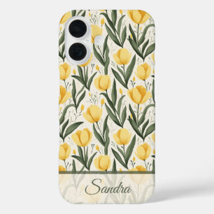 Funda iPhone 16 Regalo artístico de vacaciones Nombre de Tulipán