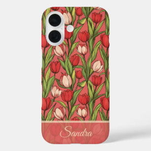 Funda iPhone 16 Regalo audaz de tulipanes florales personalizados 