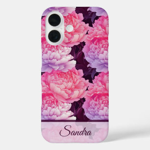 Funda iPhone 16 Regalo Clásico de Aniversario Flor Nombre Peonía