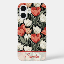 Funda iPhone 16 Regalo de aniversario artístico Tulipán personaliz