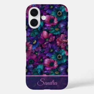 Funda iPhone 16 Regalo de aniversario con anemones personalizados 