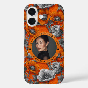 Funda iPhone 16 Regalo de cumpleaños cincuenta tema Anémonas para 