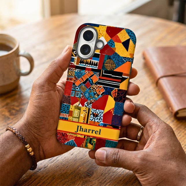 Funda iPhone 16 Regalo de cumpleaños para hombres mayores afroamer (Patchwork Older African American Men Birthday Gift Case-Mate iPhone Case)