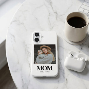 Funda iPhone 16 Regalo de foto con tipografía negra establecida po