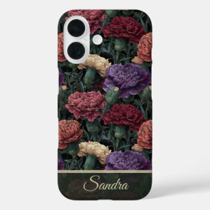 Funda iPhone 16 Regalo de Graduación Artístico Clavel Nombre